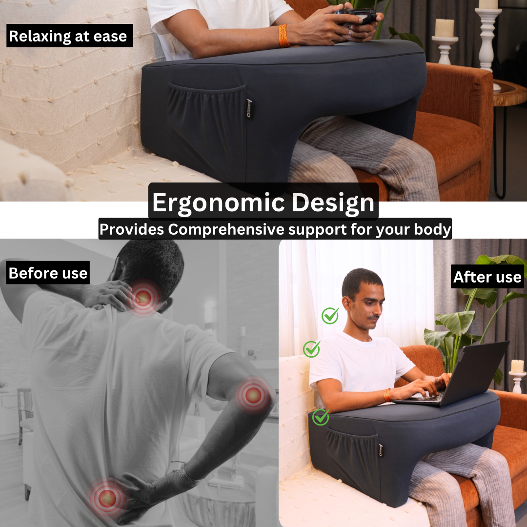 Happy elbows Small Black Lap Desk Pillow - (For Waist size upto 26 Inch)