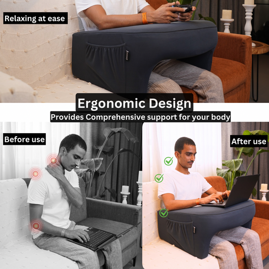 Happy elbows Large Black Lap Desk Pillow - (For Waist size upto 42 Inch)